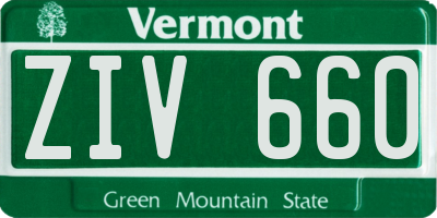 VT license plate ZIV660