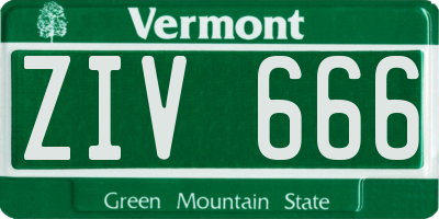 VT license plate ZIV666