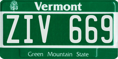 VT license plate ZIV669