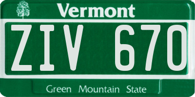 VT license plate ZIV670