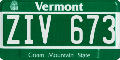 VT license plate ZIV673