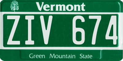 VT license plate ZIV674
