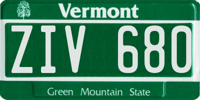 VT license plate ZIV680