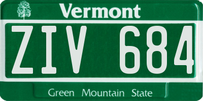 VT license plate ZIV684