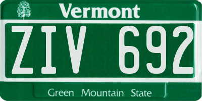 VT license plate ZIV692