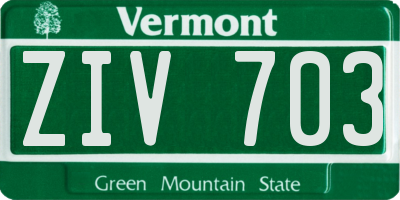 VT license plate ZIV703