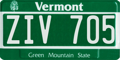 VT license plate ZIV705