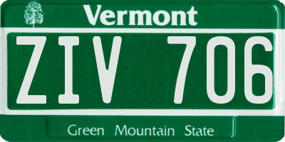 VT license plate ZIV706