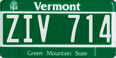 VT license plate ZIV714