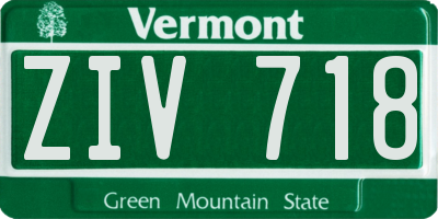 VT license plate ZIV718