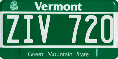 VT license plate ZIV720