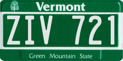 VT license plate ZIV721
