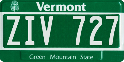 VT license plate ZIV727