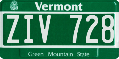 VT license plate ZIV728
