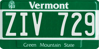 VT license plate ZIV729
