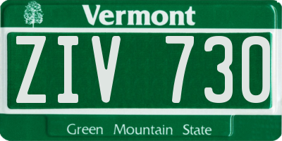 VT license plate ZIV730