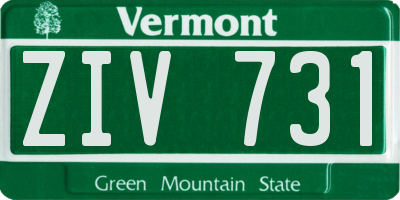 VT license plate ZIV731