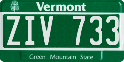 VT license plate ZIV733