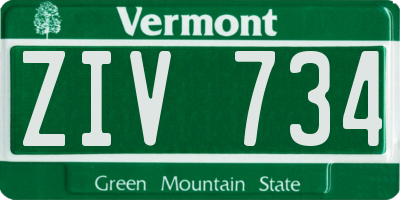 VT license plate ZIV734