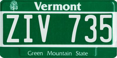 VT license plate ZIV735