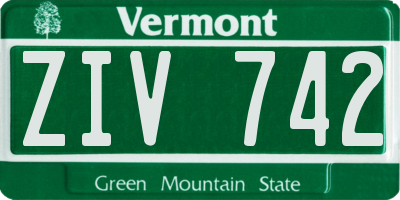 VT license plate ZIV742