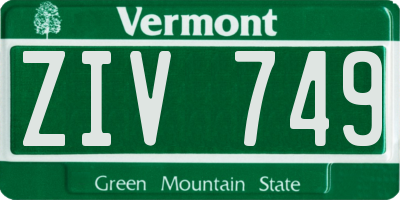 VT license plate ZIV749
