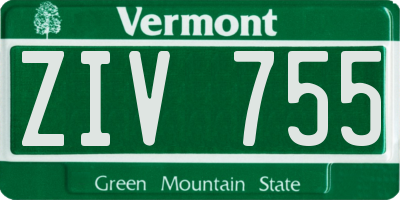 VT license plate ZIV755