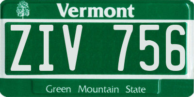 VT license plate ZIV756