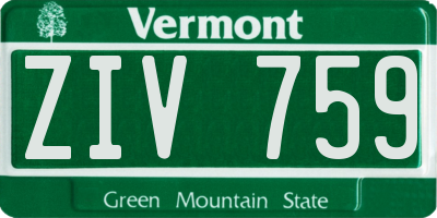 VT license plate ZIV759