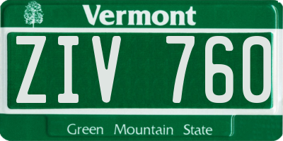 VT license plate ZIV760