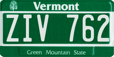 VT license plate ZIV762