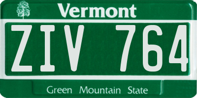 VT license plate ZIV764