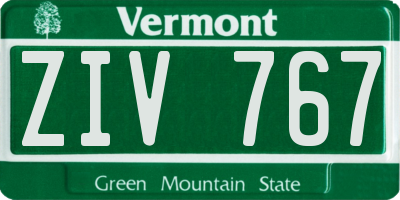 VT license plate ZIV767