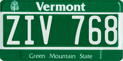 VT license plate ZIV768