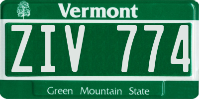 VT license plate ZIV774