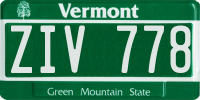 VT license plate ZIV778