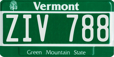 VT license plate ZIV788