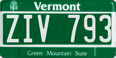 VT license plate ZIV793