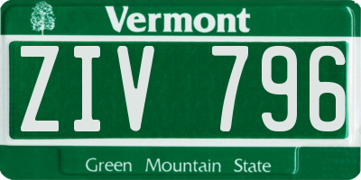 VT license plate ZIV796