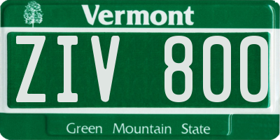 VT license plate ZIV800