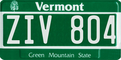 VT license plate ZIV804