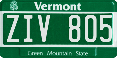 VT license plate ZIV805