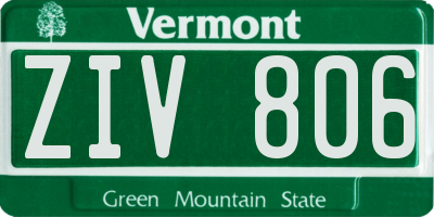 VT license plate ZIV806