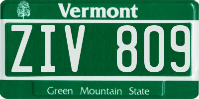 VT license plate ZIV809