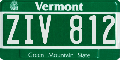 VT license plate ZIV812