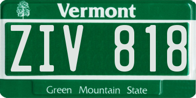 VT license plate ZIV818