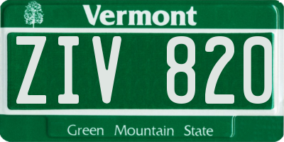 VT license plate ZIV820