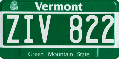 VT license plate ZIV822