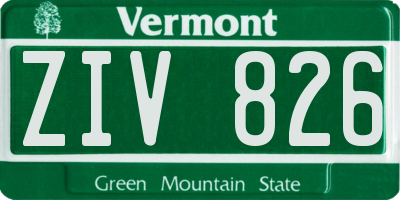 VT license plate ZIV826