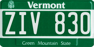VT license plate ZIV830